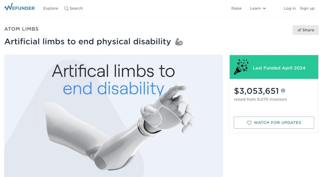 wefunder.com atom limbs_theHotBleep Crowdfunding for ATOM LIMBS Advanced Prosthetics